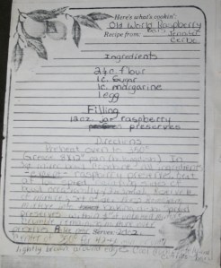 Old World Raspberry Bars original recipe card