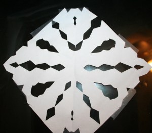 Paper snowflakes made by our girls