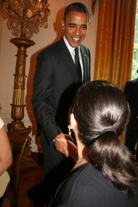 One of my favorite photos from our day: Caroline meeting and shaking hands with President Obama.