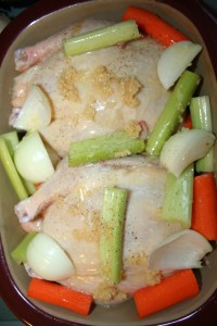 Throw it all in, throw it all in the microwave, throw it all on the table.