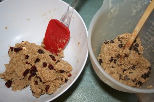 Splitting the batch in half allowed for using both craisins and chocolate chips as filling options.