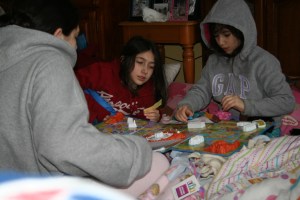 The Game of Life played in sleeping bags to stay warm.