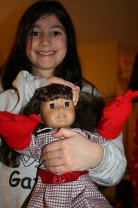 Even Samantha, American Girl, was chilly. Gloves were in order, apparently.