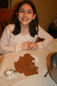 One scoop of dough for each daughter to make her own biscuits for Bella.