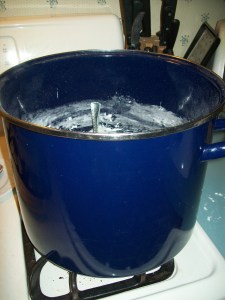 I mixed both batter and frosting in this at points during the day. It's a lobster pot. 