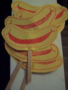 Elizabeth created Ronald McDonald smiles on a stick for all her friends to take home with them.