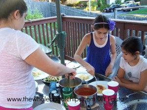 The kids had fun building their own pasta dinners!