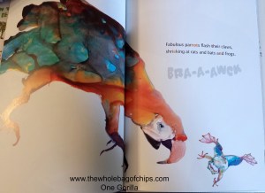 My kids were intrigued by the fact that the colorful letters on each page spelled out a word each time.