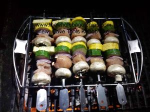 Having the skewers up off the flames was a huge benefit to this kabob set.