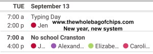 By the week, or by the day, I can scroll through and see who has what, but better yet, all of us can see what's going on each day or night.